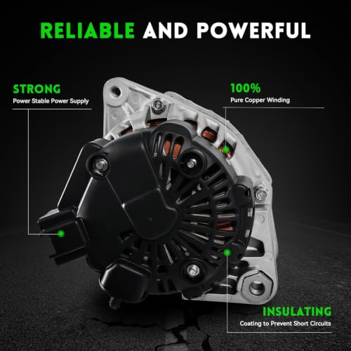 Image of 2 Pin 11608N Alternator Compatible with Kia Soul 2012 2013 1.6L, 12V 90Amp High Output, 6-Groove Pulley, Automotive Replace OE# 37300-2B150 37300-2B150R 2613746 AVA0173