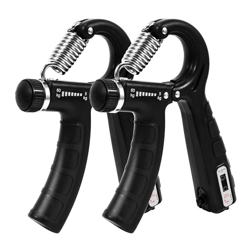 KiwiPower 2-er Griffkraft Trainer Pack von 5kg bis 60kg - Handtrainer Set für Finger, Hände und Unterarme - Finger Trainer mit integrierter Zählfunktion