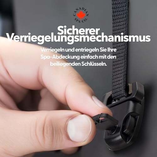 CANADIAN SPA CO. Whirlpool-Abdeckungsclips, 4-teiliges Set aus abschliessbaren Abdeckungsclips, Ersatz für Hot-Tub Abdeckungen, inklusive 2 Schlüsseln und Befestigungsmaterial