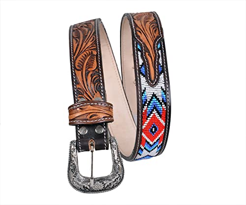 Western Beaded Genuine Leather Belt For Men and Women 30HQ1063