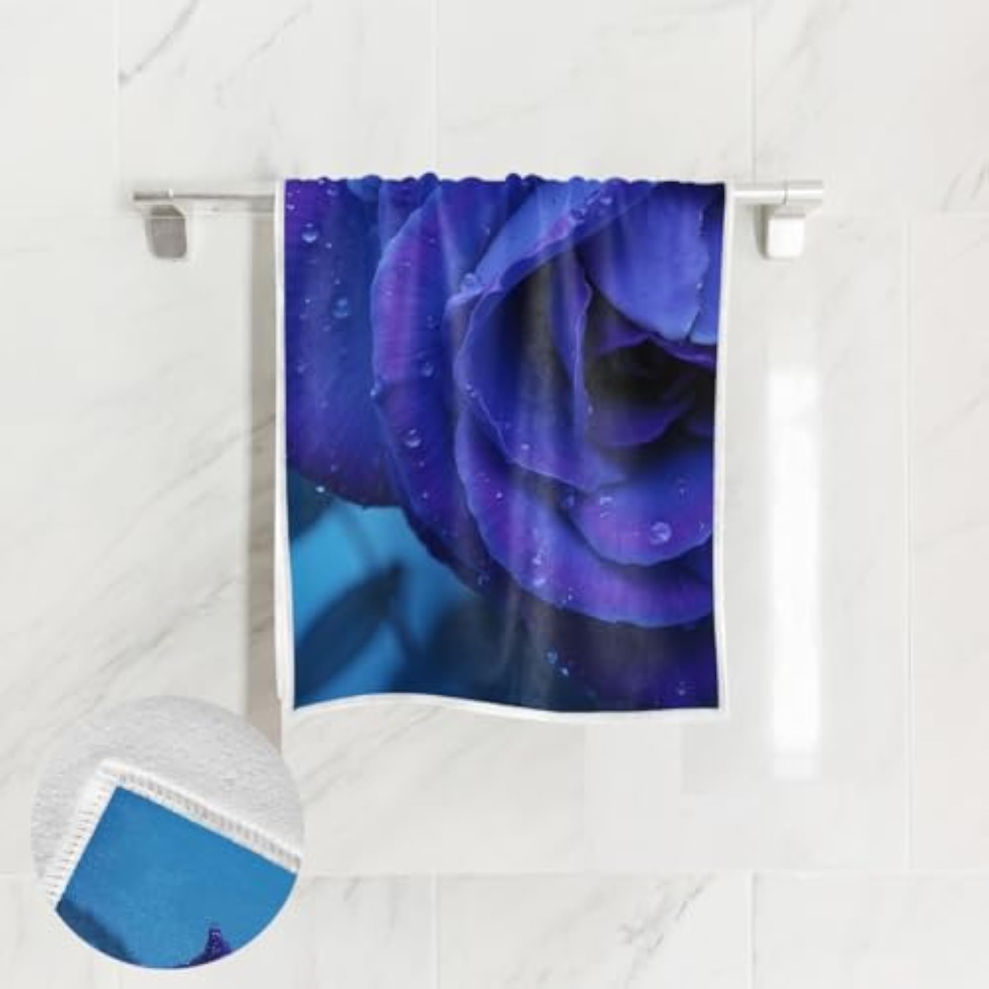 Ultra Soft Blue Rose Hand Towel, 30x15"