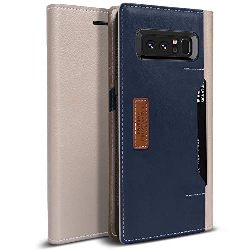 Obliq K3 Wallet Case with Three Card Slot and Foldable Leather Flip Cover for Samsung Galaxy Note 8 - Mud Gray/Navy
