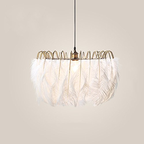 Chandelier-WENBO HOME Feather Chandelier Modern Simple Living Room Bedroom Warm Creative Personality Art (Color : White)