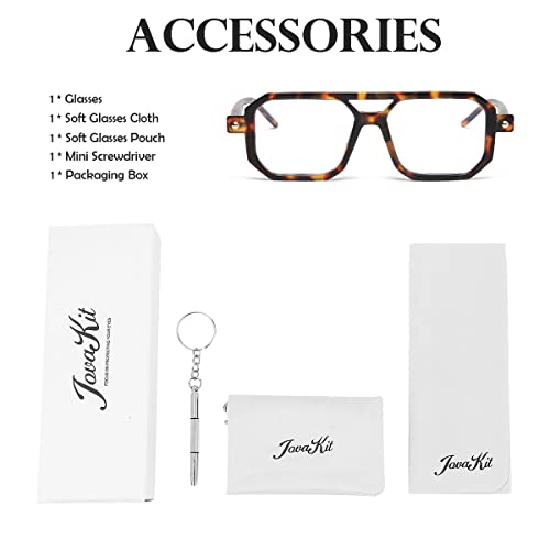 Jovakit Fashion Square Blue Light Glasses For Men Women Square Aviator Glasses Style Computer Eyeglasses Anti Eyestrain (Tortoise) #TOP6