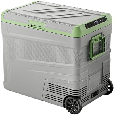 EKOJUCE 12 Volt Refrigerator Portable Fridge - 68 Quart(65L) Electric Cooler Big Zone with Wheels, 12V Fridge -4?-68? for Camping, Boating, Truck, RV, Outdoor, Home