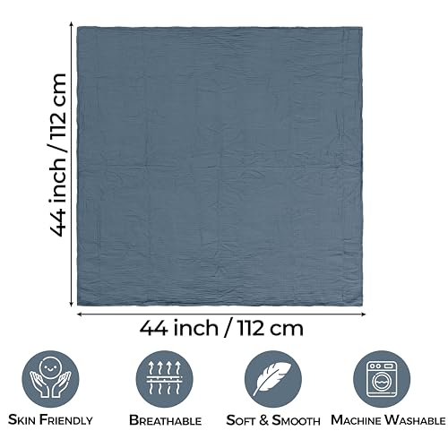 Image of Dreamology Muslin Swaddle Blankets Set,Receiving Blankets for Baby Girl,Boy,2 Pack,100% Cotton,Soft & Breathable Muslin Blanket,Swaddling blankets for newborn,44 x 44 Large Swaddle Blanket | Gray,Blue