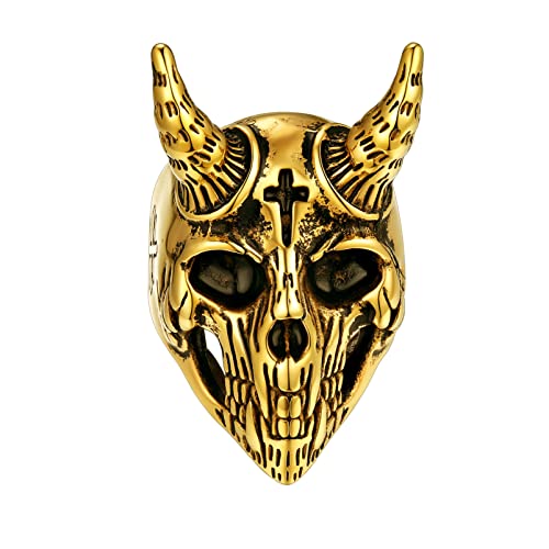 Chevalière Satanique Baphomet pour Homme en Acier Idéale pour Concert et Sortie Rock