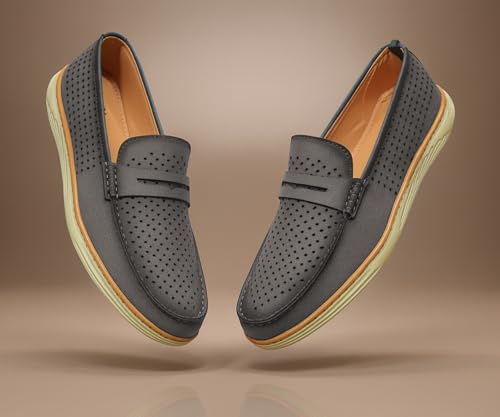 Image of Kraasa Men Denim Causal Loafers | Premium Breathable Upper | Driving Loafers | Lighweight Slip-On's | Soft Cushioned Insole | Super Flexible, Comfortable for Men