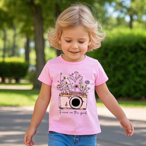 Image of Kids Short Sleeve Tees Toddler Crewneck T-Shirts Boys Girls Dino Raccoon Excavator Silly Goose Flower Girl Tops 2-7 Years