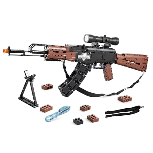 AK-47 Assault Rifle Gun Building Blocks Set, 738PCS 1:1 Technick Guns Building Set, Simulation Military Weapon Model Toys, Ideas Gifts for Military Enthusiasts Teens Adults 14+