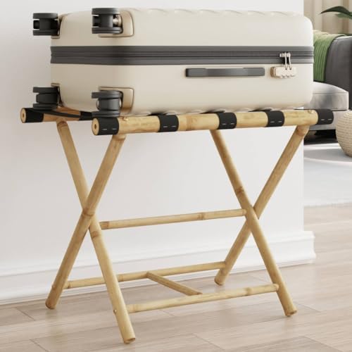 INLIFE Bambus Kofferständer Gepäckablage 62x42x50,5 cm
