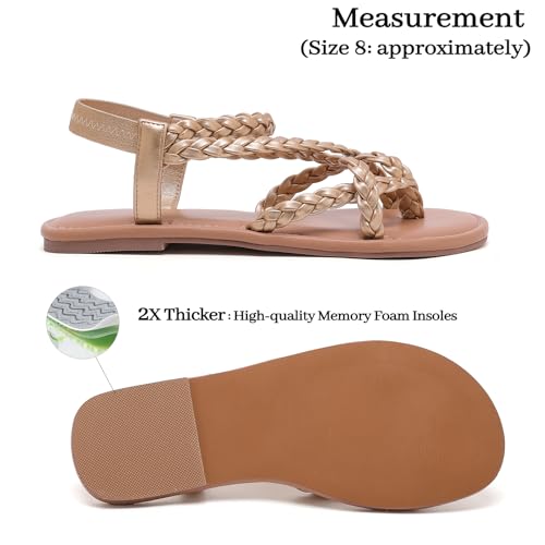Image of Luoika Women's Wide Width Flat Sandals, Flip Flop Casual Strapy Sandals Slip on Summer Beach Shoes for Women.