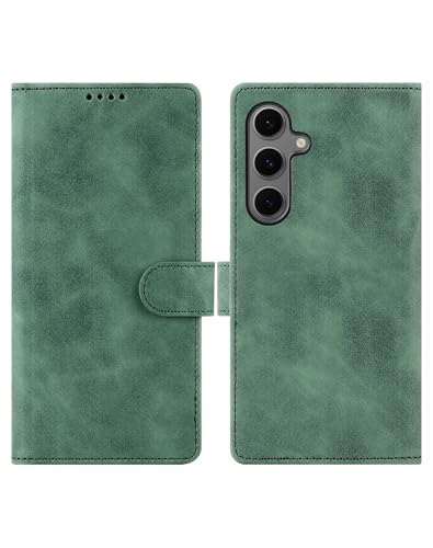 Étui en cuir PU vert Galaxy S24 FE finition premium élégante et chic
