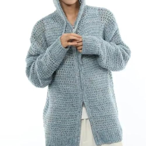 Men's Street-Inspired Hooded Knitted Cardigan Lightweight Drawstring Zipper And Loose-Fitting Top.2
