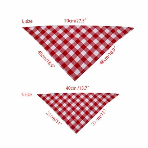 SHTGOI Chusta na szyję dla psa, klasyczna bandana w kratkę, nadaje się do prania, bawełniana, trójkątna, regulowana, dla małych, średnich psów, kotów, dużych, czerwono-czarnych karo, rozmiar L