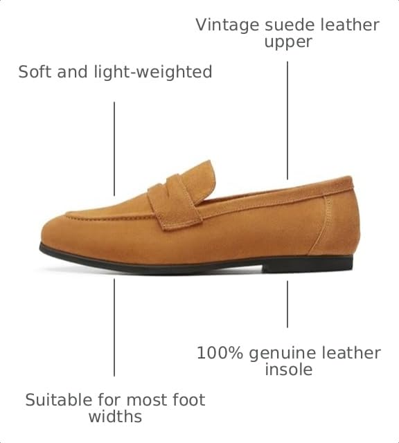 Image of Journey West Men's Suede Leather Belgian Loafers for Men Slip-on Casual Penny Casual Loafers