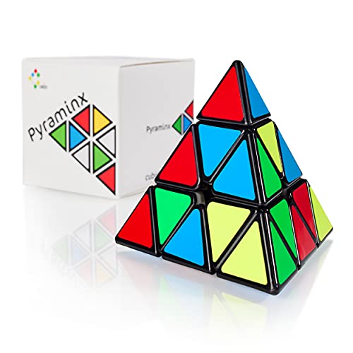CUBIDI® Pyraminx Cube - Challenging Brain Teaser Fidget Toy for Beginners and Advanced Players - Car Game for Kids for 8+ Year Old Boy or Girl.
