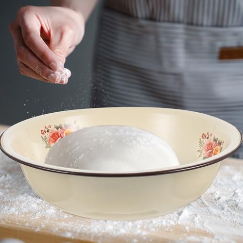 Cuenco de cocina esmaltado de gran capacidad para batir sin salpicaduras en la mesa 6