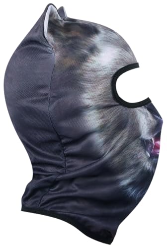 Image of 3D Cat Ski Balaclava Sheisty Face Mask with Ears Cute Animal Ski Mask for Music Festivals Raves Party Outdoor Activities