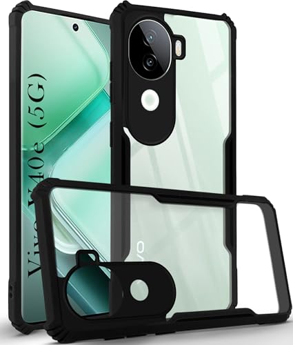 Image of Jkobi Back Cover Case for Vivo V40e (Shockproof with Polycarbonate Clear Panel | Professional Black)