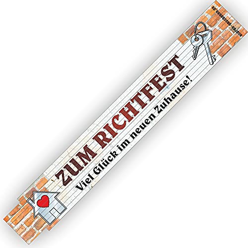 2 Meter Zollstock mit Aufschrift | Spruch - Zum Richtfest - 2m Gliedermaßstab Geschenk für Männer Handwerker Heimwerker zum Geburtstag Holz