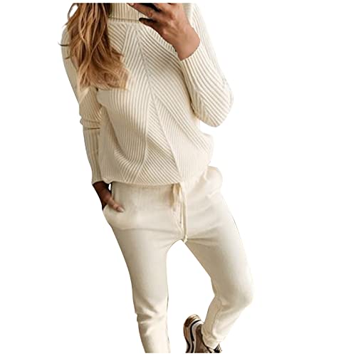 Ensemble deux pièces homme femme pull graphique col roulé pantalon chaud