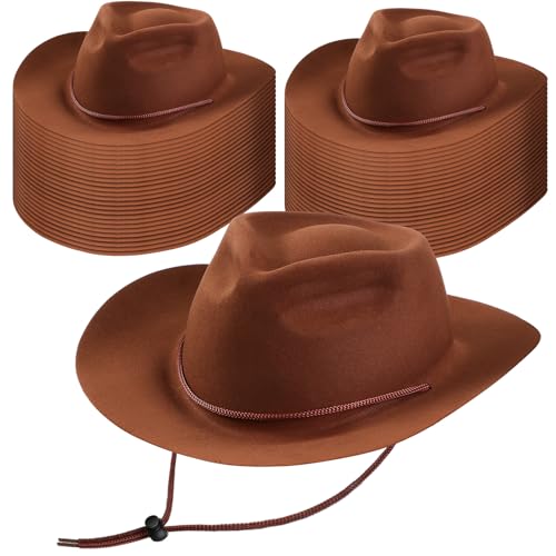 Image of Mepase Cowboy Hats Bulk Felt Western Party Wide Brimmed Cowgirl Hats Set for Adults Men Women Costume Party