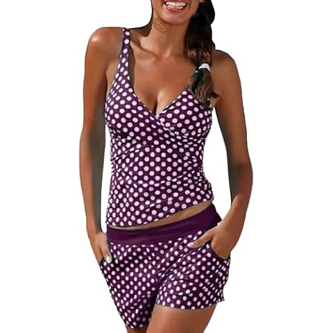 Plus Size Twist Front Polka Dot Tankini Set Cover