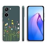 XINYEXIN Cover per OnePlus Nord CE 5 5G, Custodia in Silicone Antiurto Ultrasottile con Motivo Carino - Flowers, Green