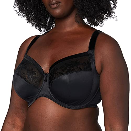 Fantasie Damen Illusion BĂĽgel seitlicher UnterstĂĽtzung, BH mit voller Abdeckung, Schwarz, 65E