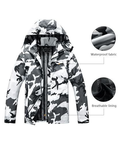 Image of Outdoor Men's Waterproof Raincoat Windbreaker Lightweight Rain Jacket with Detachable Hood