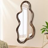  Lzuso Grand Miroir asymétrique irrégulier Moderne Nuage Miroir Mural Cadre en Bois Style Unique Art Mural Maquillage Miroir Salon Chambre Salle de Bains Couloir décoration