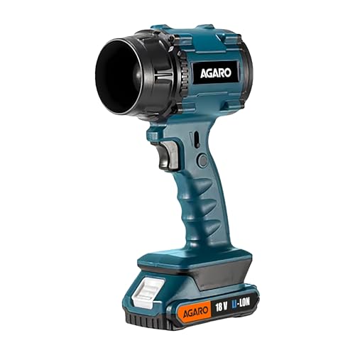 Image of AGARO Regal Cordless Leaf Blower, Rechargeable, Handheld Air Blower, Powerful 500W Motor, Up to 33000 RPM, Air Flow 45 Meter /sec, 18V Electric Dust Cleaner for Car, Home, Garage & Outdoor Clean