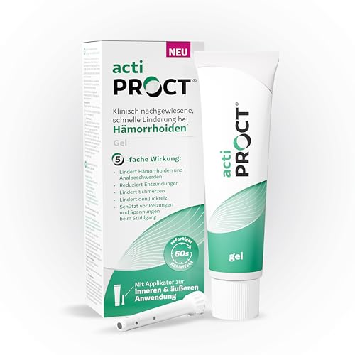 ActiProct Hämorrhoiden Gel - Klinisch nachgewiesene schnelle Linderung bei Juckreiz Schmerzen Blutungen & Brennen - Für äußere & innere Anwendung mit Applikator - Kortisonfrei - 30g