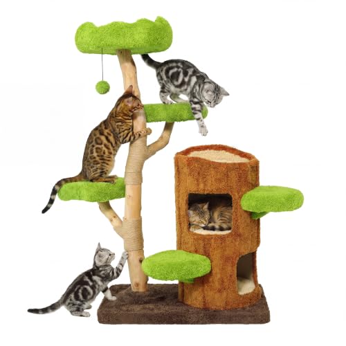 Image of KAMABOKO 57 inch Tall Indoor Cat Tree, Large Tower with 2 Condos & Sisal Scratching Pad