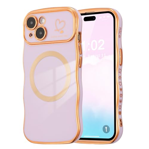 Coque iPhone 14 magnétique violet clair pour femme et fille coque antichoc