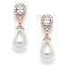 Mariell Rose Gold Pear-Shaped Cubic Zirconia Wedding Earrings for Brides with Bold Soft Cream Pearl Drops
