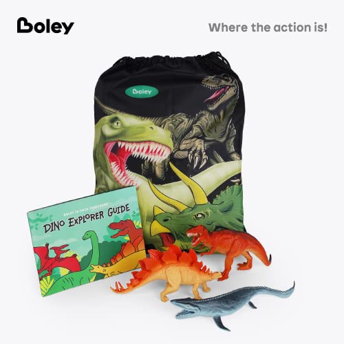 Boley 14-Pack Dinosaur Toys for Kids with Educational Dino Explorer Guide and Carrying Bag - 9" Long Realistic Dinosaur Figures for Boys & Girls Ages 3+