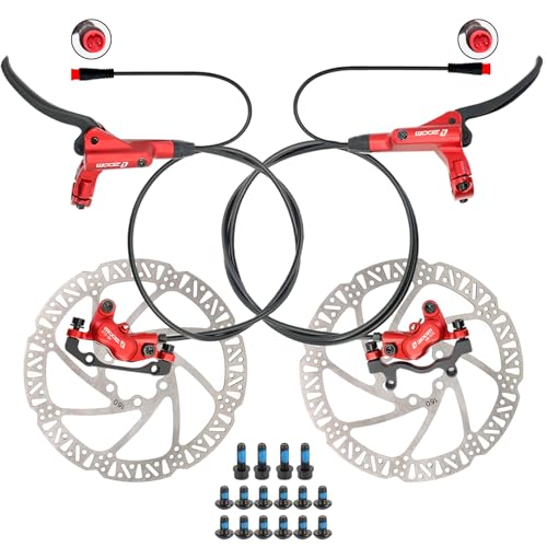Kit de Freno Hidráulico para eBike HB876E – Pinzas de 4 Pistones, Sensor de Corte 2/3 PIN, Pre Purgado con Aceite Mineral, Discos de 160 mm, Potencia de Frenado Superior