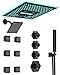 Aposhion LED Music Shower System: Bathroom 16 & 6 Inch Dual Shower Heads with Handheld Sprayer & 6 Body Massage Jets, Ceiling Mount Thermostatic Shower Faucets Set with Valve, Matte Black