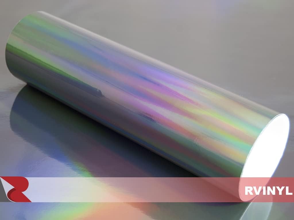 Rwraps Holographic Chrome Vinyl Car Wrap Film Sheet Roll with Air Release Technology - 5ft x 15yd, Black Neochrome