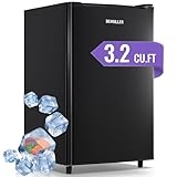 DEMULLER Mini Upright Freezer 3.2 Cubic Feet Front Door Freezer Compact Upright Freezer with 7-speed Temperature Control for Home Kitchen Office Apartment Black