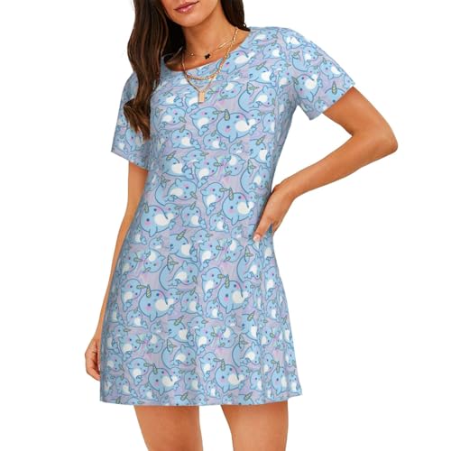 Robe de nuit poisson pour femme en coton léger et confortable