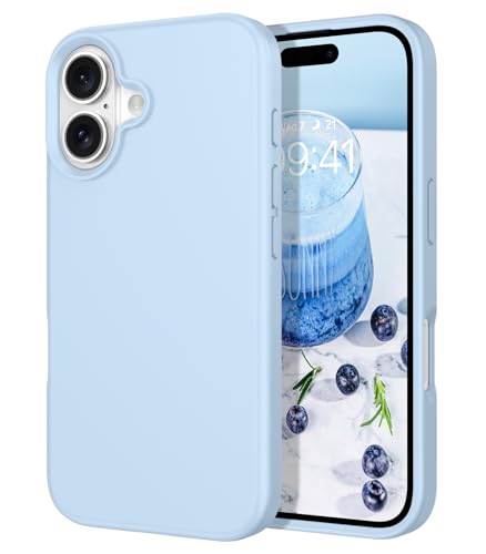 DOMAVER Case for iPhone 16 Plus 6.7'' Case Smooth Liquid Silicone Soft Gel Rubber Microfiber Lining Cushion Cover Shockproof Protective Phone Cases for iPhone 16 Plus 6.7''- Light Blue