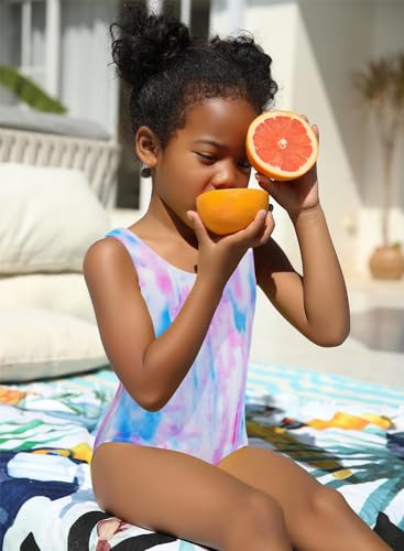 SHEKINI Girls Solid Bathing Suits Kids One Piece Swimsuits U Neck Cute Swimwear4