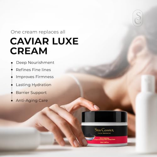 Image of Caviar Moisturizer Deep Hydration Face Cream with Collagen Boosting and Skin Toning, 50ml, for Dry and Mature Skin, Reduces Fine Lines, Cream