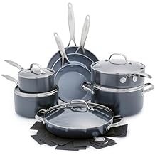 GreenPan Valencia Pro Ceramic Nonstick 16 Piece Cookware Set, Hard Anodized PFAS-Free Pots & Pans, Induction Ready, Compati