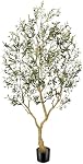 Olive Trees Artificial Indoor, 7FT Faux Olive Tree with Lifelike Branches and Realistic Olives, Large Fake Tree for Home House Office Living Room Decor