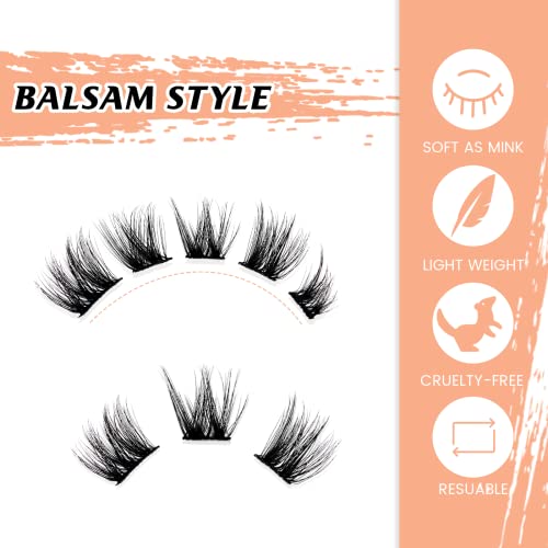 LANKIZ Cluster Lashes 10-16mm Fluffy Individual Cat Eye Lashes Natural Look 6D Wispy False Eyelashes Lash Clusters DIY Eyelash Extensions Curly Faux Mink Fake Lashes Strip 10 works Pack(Balsam Style) - Image 2