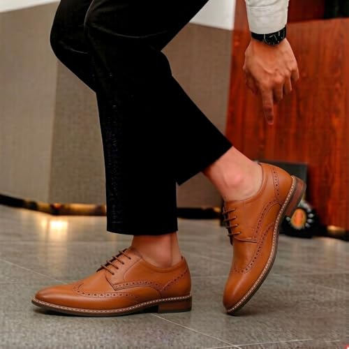 Image of Men Dress Shoes Formal Lace Up Latex Insole Oxford Business Wedding Leather Derby Shoe